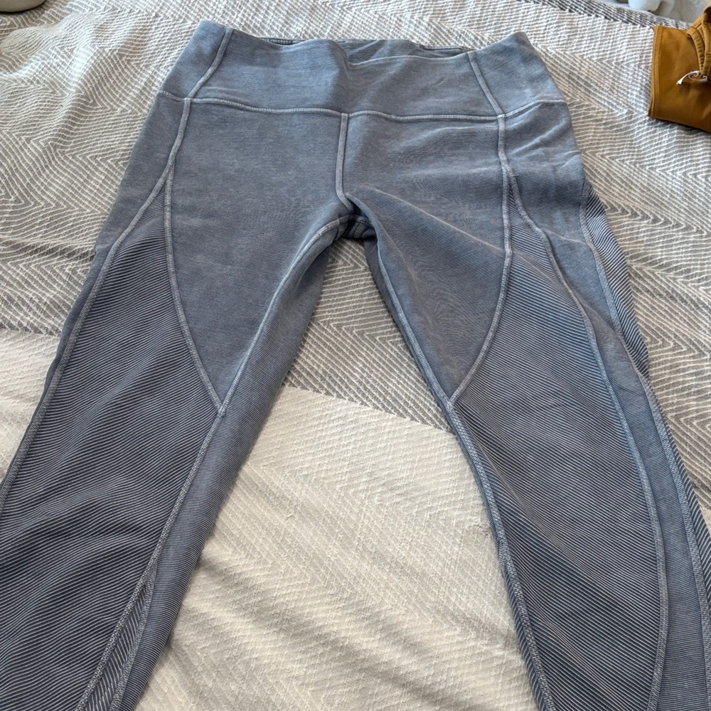 Blue/grey Lululemon Leggings. Denim looking textured